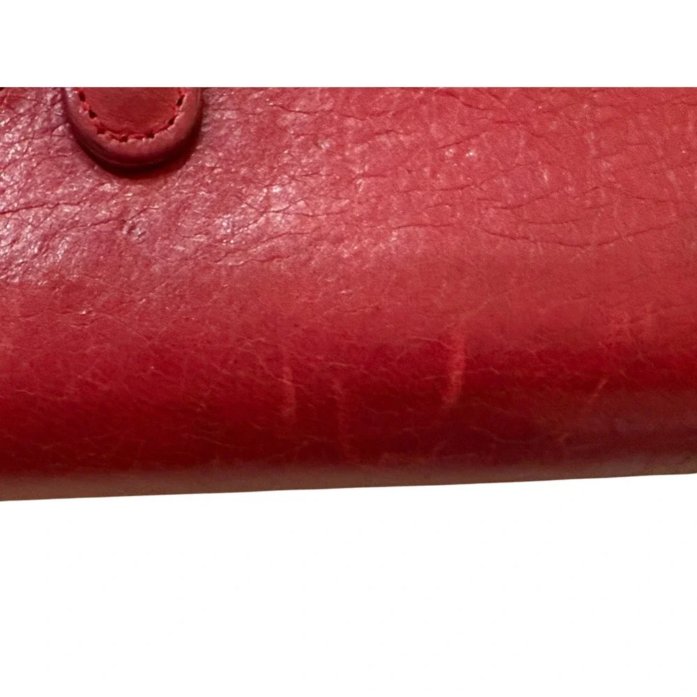 Balenciaga Red Leather City Moto Stud Zip Wallet Y2K Luxury COA Box‎